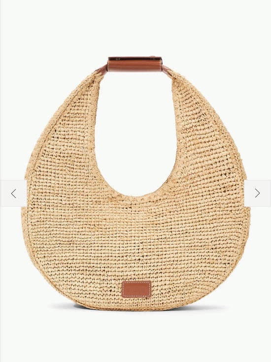 STAUD Handbags - STAUD Large Moon Raffia Shoulder Bag